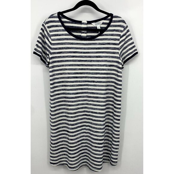 Market&Spruce Womens Ringer Dress Size Petite Blue White Striped 3 Buttons Back - Picture 1 of 6